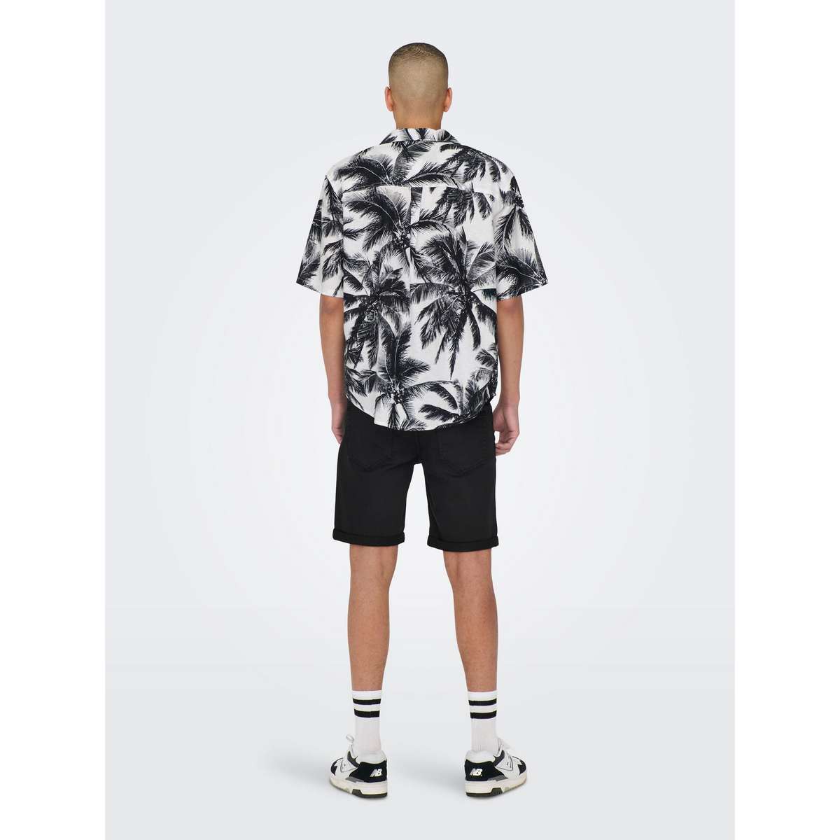 ONLY & SONS RELAX LINEN PALM SS SHIRT 22025639 BRIGHT WHITE - Λευκό - XL